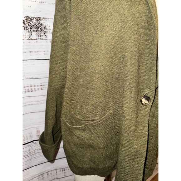 POETRY Women’s Green Button Cardigan Size US14 100% Cotton Pockets - Picture 2 of 5
